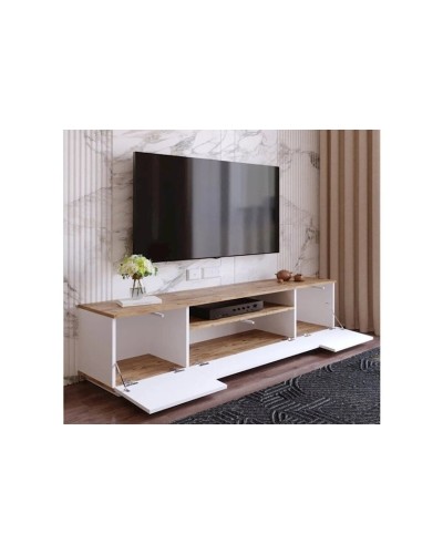 TV üçün tumba Letta LDSP, ağ/taxta, 55x40x180 sm