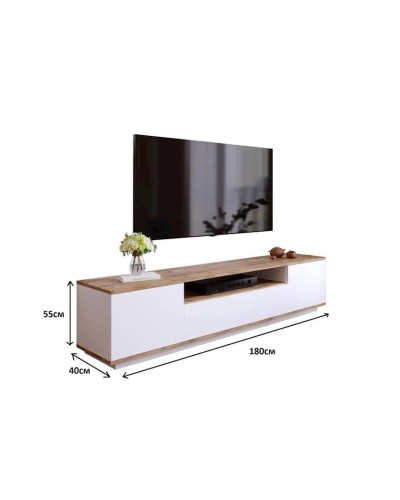 TV üçün tumba Letta LDSP, ağ/taxta, 55x40x180 sm
