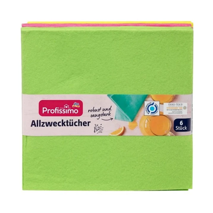 Набор салфеток для уборки Profissimo Allzwecktucher, 38x38 см, 6 шт Набор салфеток для уборки Profissimo Allzwecktucher, 38x38 см, 6 шт