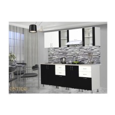 Mətbəx dəsti Əntiqə, 300x220x60 sm, laminat, ağ/qara