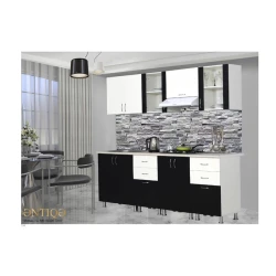 Кухонный гарнитур Əntiqə, 300x220x60 см, ламинат, черный/белый Кухонный гарнитур Əntiqə, 300x220x60 см, ламинат, черный/белый