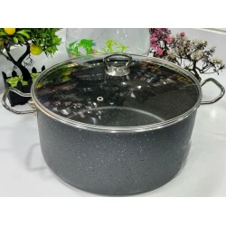 Кастрюля Ozguven 002, гранит, серая, 30 см