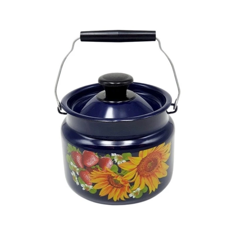 Бидон эмалированный 2 л с кнопкой, декор, синий Бидон эмалированный 2 л с кнопкой, декор, синий