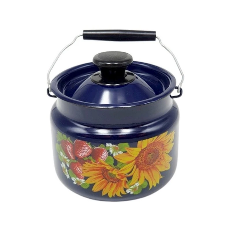 Бидон эмалированный 2 л с кнопкой, декор, синий Бидон эмалированный 2 л с кнопкой, декор, синий