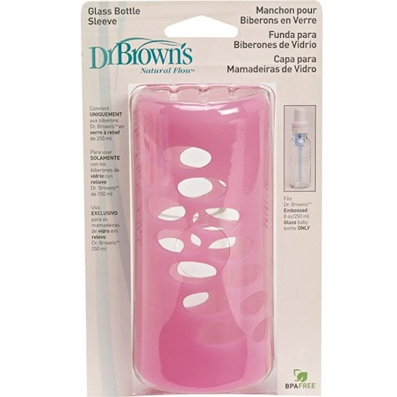 Защитный чехол Dr. Brown's Natural Flow 250 мл, для стеклянных бутылок, розовый
