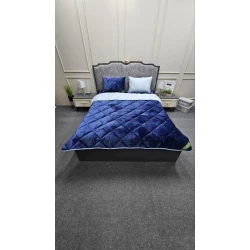 Yorğan Sahara, 195x215 sm, ikinəfərlik, bütün fəsillər, velür, göy