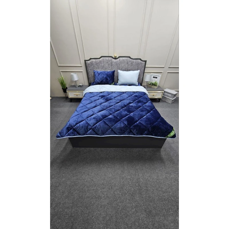 Yorğan Sahara, 195x215 sm, ikinəfərlik, bütün fəsillər, velür, göy