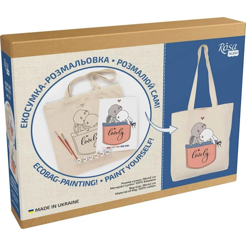 Набор Rosa Talent Милые зайчата эко сумка-раскраска, хлопок 220 г/кв.м, 38х42 см Набор Rosa Talent Милые зайчата эко сумка-раскраска, хлопок 220 г/кв.м, 38х42 см