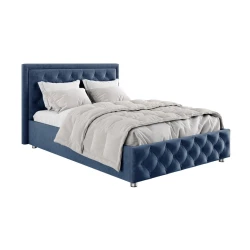 Полутороспальная кровать Art_ikili_yataq 37, ламинат, синяя, 200x160x120 см