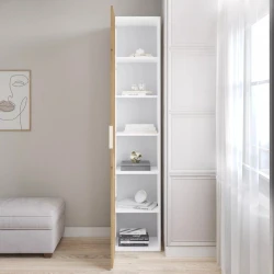 Шкаф Art Mebel 18, 210x60x45 см, ламинат, белый/коричневый Шкаф Art Mebel 18, 210x60x45 см, ламинат, белый/коричневый