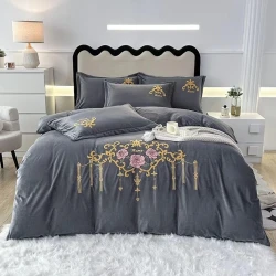 Yataq dəsti MiraNova CTS-433, yorğan üzü 200x220 sm, mələfə 230x250 sm, yastıq üzü 50x70 sm, velür, boz