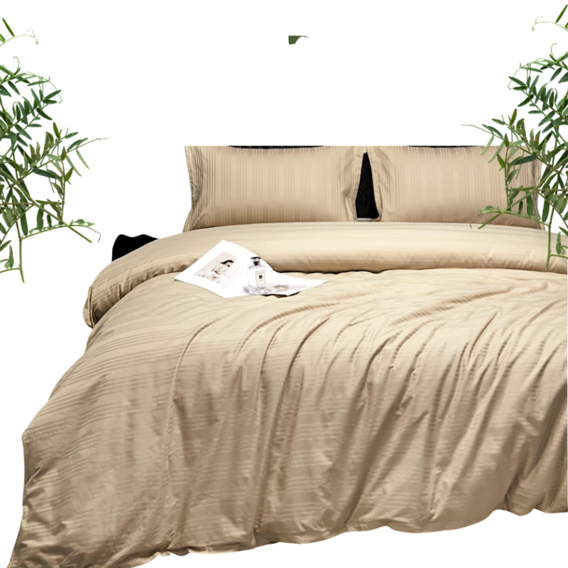 Комплект постельного белья Narlı Exclusive Narlı 000760, пододеяльник 200x220 см, простыня 240x260 см, 2 шт наволочки 50x70 см, двуспальный, люкс сатин, бежевый