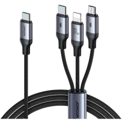 Кабель-разветвитель Joyroom SA21-1T3 Speedy USB, 3 in 1/30W 1.2 m Black