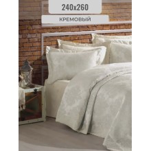 Örtük və yastıq üzü dəsti Gardines, örtük 240x260 sm, yastıq üzü 60x80 sm 2 ədəd, ikinəfərlik, polyester, krem - RB_210967_002