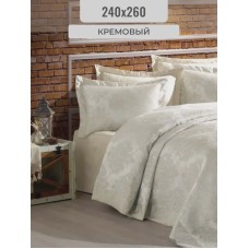 Örtük və yastıq üzü dəsti Gardines, örtük 240x260 sm, yastıq üzü 60x80 sm 2 ədəd, ikinəfərlik, polyester, krem - RB_210967_002