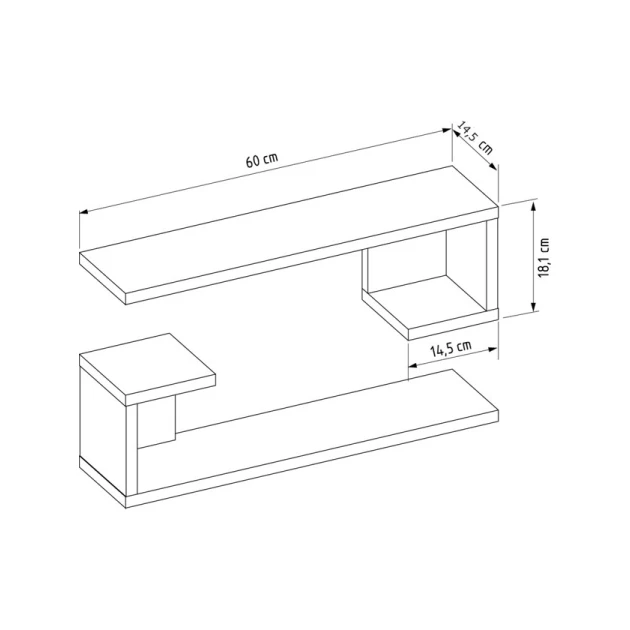 Настенная полка Art Mebel 167, ламинат, 60х40х15 см, белая
