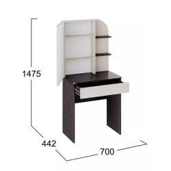 Туалетный столик Art Mebel 12, ламинат, белый/антрацит, 150x70x45 см