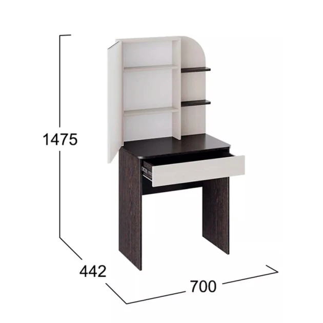 Туалетный столик Art Mebel 12, ламинат, белый/антрацит, 150x70x45 см Туалетный столик Art Mebel 12, ламинат, белый/антрацит, 150x70x45 см