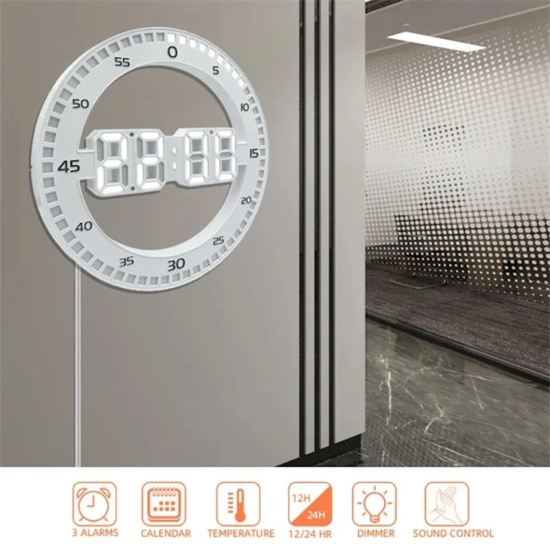 Настенные светодиодные электронные часы, 30.7x30.7 см, пластик, белые
