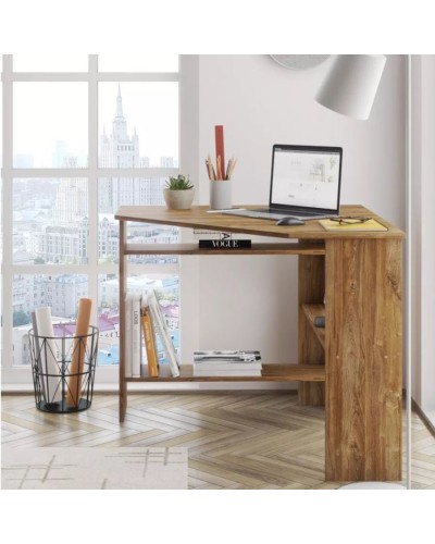 Yazı masası Alero, LDSP, 74х90х90 sm, rəflərlə, qəhvəyi
