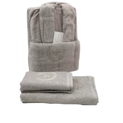 Банный набор Anemon SHA-00002603 халат + банное полотенце 70х140 см + полотенце для рук 50х90 см, коричневый