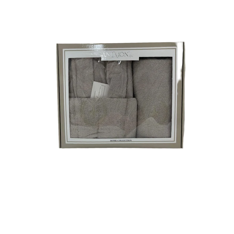 Банный набор Anemon SHA-00002603 халат + банное полотенце 70х140 см + полотенце для рук 50х90 см, коричневый Банный набор Anemon SHA-00002603 халат + банное полотенце 70х140 см + полотенце для рук 50х90 см, коричневый