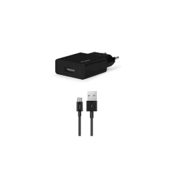 Сетевое зарядное устройство TTEC SmartCharger Travel Charger, 2.1A, USB-A + Type-C Cable, (2SCS20CS), Черный