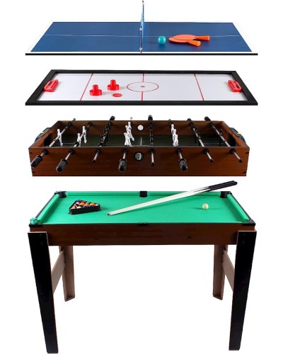 Masaüstü bilyard 4 in 1 Multigame Table Billiards Table Tennis Hockey and Table Football, 107x61x84.5 sm