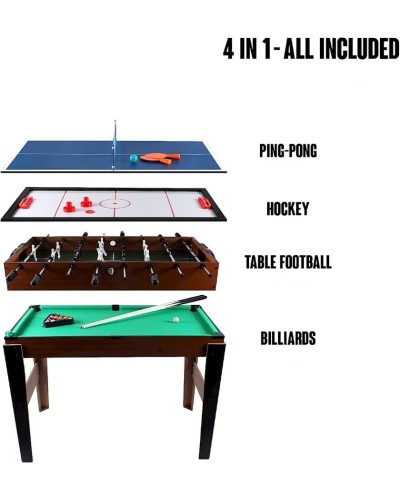 Masaüstü bilyard 4 in 1 Multigame Table Billiards Table Tennis Hockey and Table Football, 107x61x84.5 sm