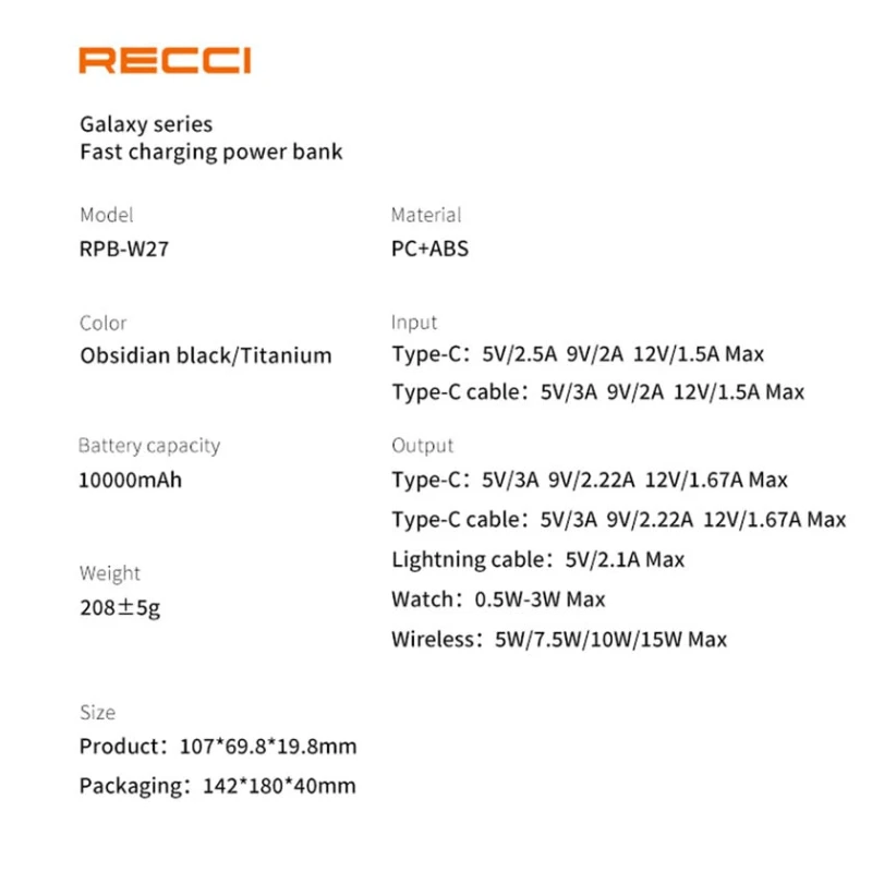 Recci RPB-W27 Magsafe Uyumlu Type-C ve Lightning Kablolu Powerbank 20W 10.000MAH recci27 Recci RPB-W27 Magsafe Uyumlu Type-C ve Lightning Kablolu Powerbank 20W 10.000MAH recci27