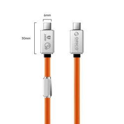 Кабель USB ORICO-240B3-20-10-OR-BP 1 м, PD 240W, 4K60Hz, 20Gbps, 48V/5A, Liquid Silicone + Zinc Alloy