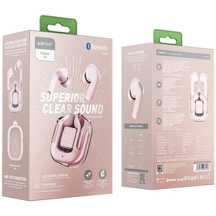 Беспроводные наушники Acefast T6 Pink