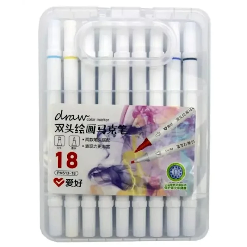 Набор маркеров Aihao Sketchmarker, 18 штук, двусторонний Набор маркеров Aihao Sketchmarker, 18 штук, двусторонний