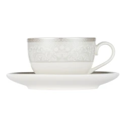 Чайная пара Gipfel Annet 42792, 150 мл, фарфор, белая/серая Чайная пара Gipfel Annet 42792, 150 мл, фарфор, белая/серая