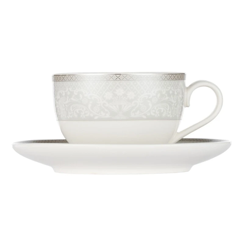 Чайная пара Gipfel Annet 42792, 150 мл, фарфор, белая/серая Чайная пара Gipfel Annet 42792, 150 мл, фарфор, белая/серая