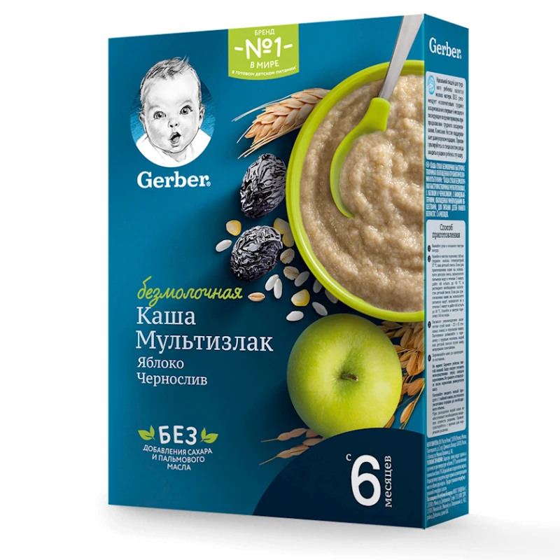 Multitaxıllı südsüz sıyıq Gerber, alma və qaragavalı ilə, 6 aydan, 180 q Multitaxıllı südsüz sıyıq Gerber, alma və qaragavalı ilə, 6 aydan, 180 q