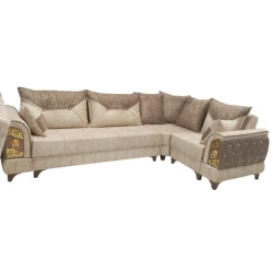 Угловой диван YM-9, кремовый/коричневый, 300x200 см Угловой диван YM-9, кремовый/коричневый, 300x200 см