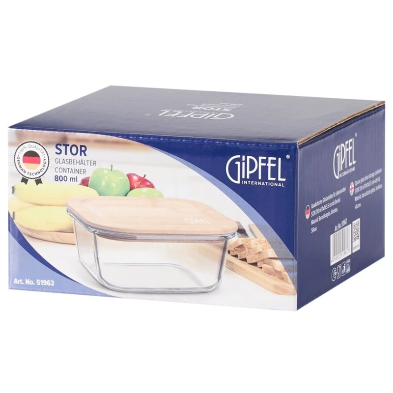 Контейнер Gipfel Stor 51963, стекло/бамбук, прозрачный/коричневый, 800 мл Контейнер Gipfel Stor 51963, стекло/бамбук, прозрачный/коричневый, 800 мл