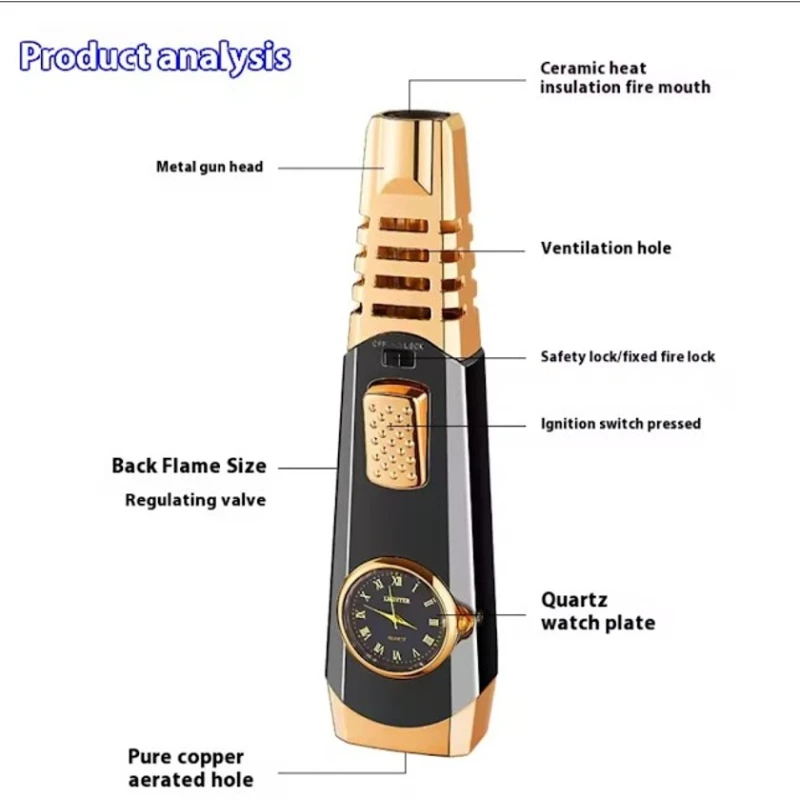 Зажигалка F35-ag-397, черная/золотистая, 16x3x2 см