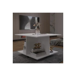 Журнальный стол Ev Plus Grelo, ЛДСП, белый, 90х90х45 см