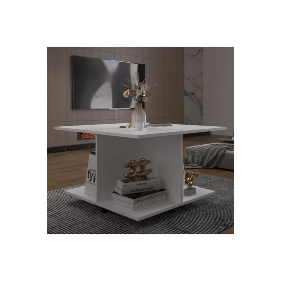 Журнальный стол Ev Plus Grelo, ЛДСП, белый, 90х90х45 см Журнальный стол Ev Plus Grelo, ЛДСП, белый, 90х90х45 см