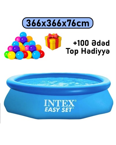 Şişmə hovuz Intex 5621TX28130T100, 366x76 sm, həcm 5621 l, dairəvi, mavi - 5621TX28130T100