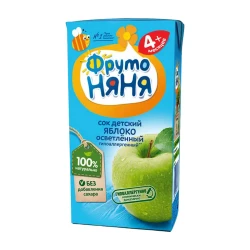 Детский сок ФрутоНяня яблоко, осветленный, 4+ месяцев, 0.2 л