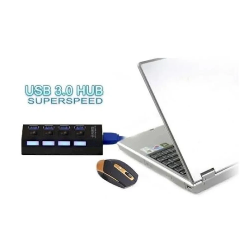 USB хаб Maxgo 2070 4 Port Hub USB 3.0 Replicator Multiplexer, Black