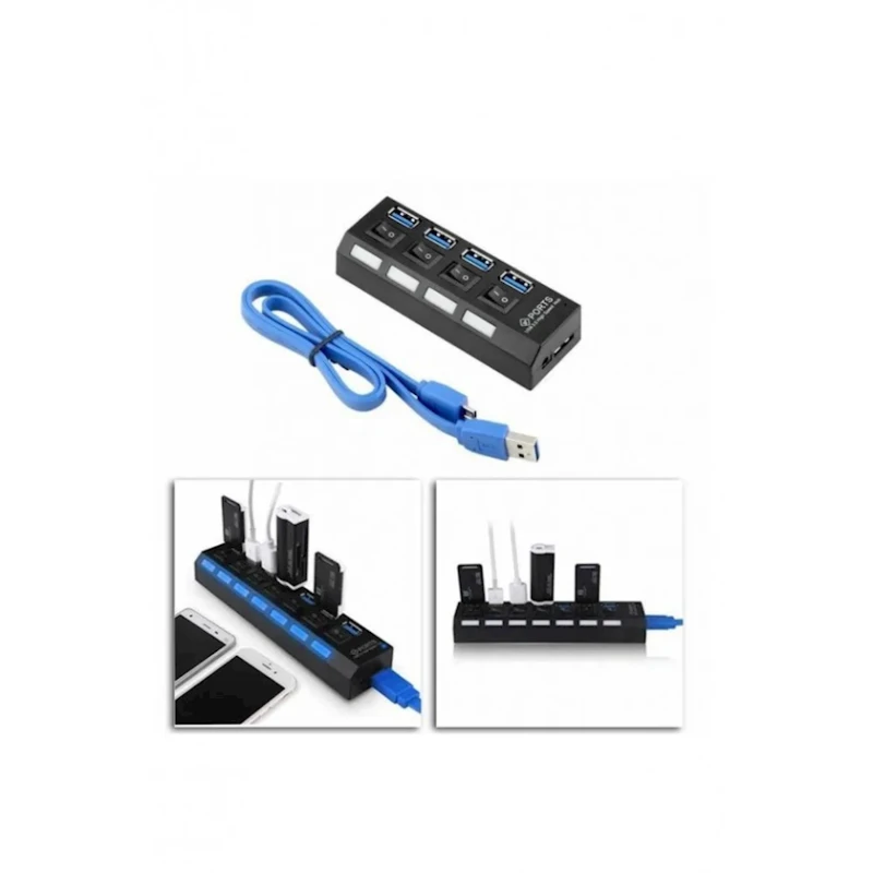 USB хаб Maxgo 2070 4 Port Hub USB 3.0 Replicator Multiplexer, Black