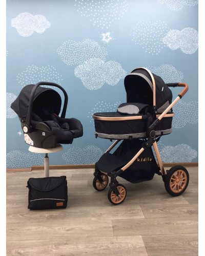 Uşaq arabası 3in1 Kidilo V91C3, qara