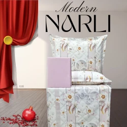 Yataq dəsti Nar-Lı-001053, mələfə 240x260 sm, yorğan üzü 200x220 sm, yastıq üzləri 2 əd x 50x70 sm, ikinəfərlik, pambıq, rəngbərəng
