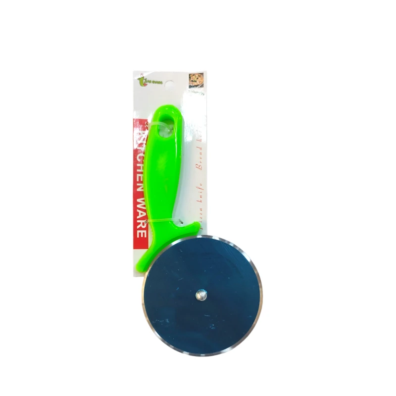 Pizza bıçağı HMSD_K637B, 20 sm, metal/plastik, yaşıl