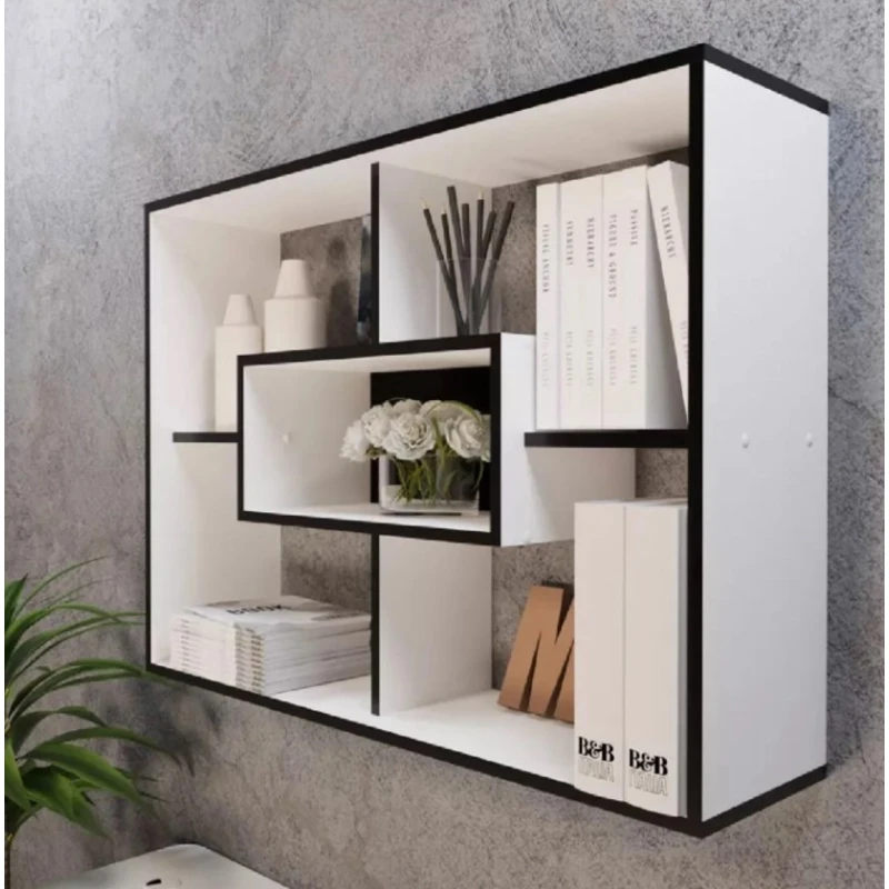 Полка настенная Art Mebel 24, ламинат, 75х100х25 см, белая/черная