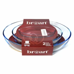 Форма для запекания BrArt HMSD_BA17 стекло, овальная, прозрачная, 2 шт, 34x24x6 см/25x17x5 см